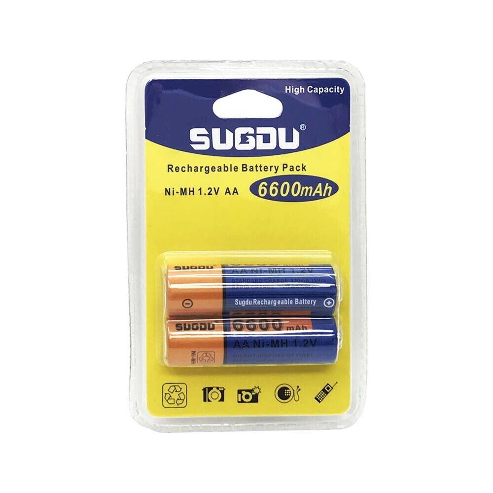 BATTERIE RICARICABILI STILO AA 6600 MAH NI-MH 2 PILE