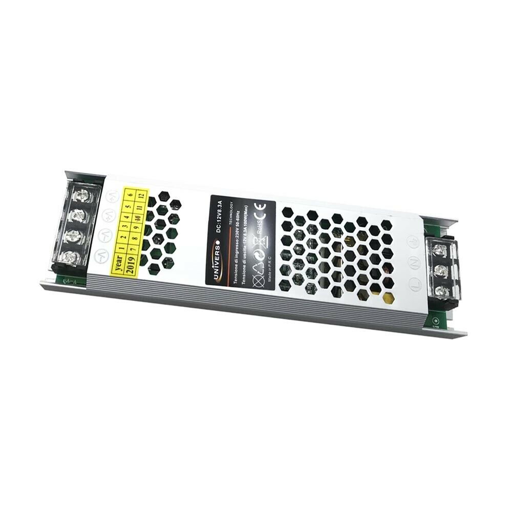 TRASFORMATORE 100W ALIMENTATORE PER STRISCIA LED 8.3A STABILIZZATORE 12V