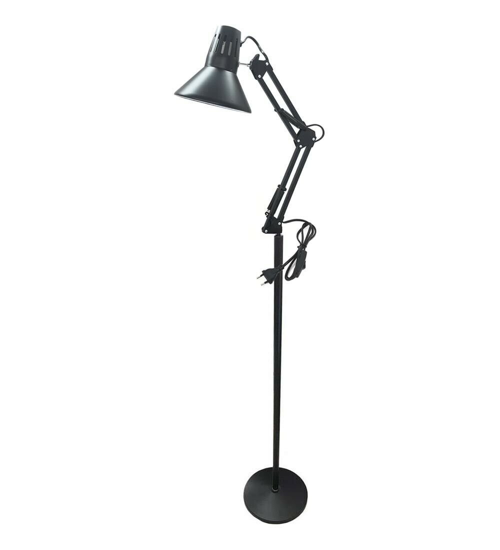 LAMPADA PIANTANA DA TERRA PORTA LAMPADINA E27 CASA UFFICIO LUME NERO
