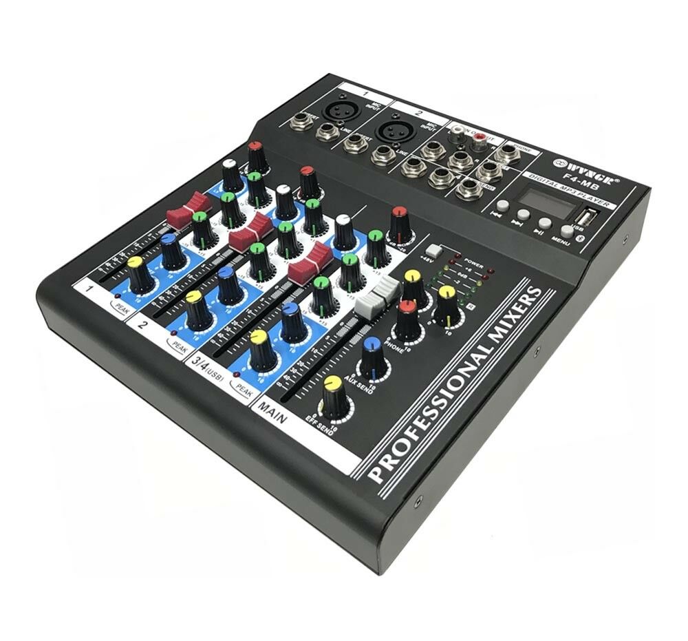 MIXER DJ 4 CH BLUETOOTH LETTORE MP3 AUDIO KARAOKE MIC USB PIANOBAR