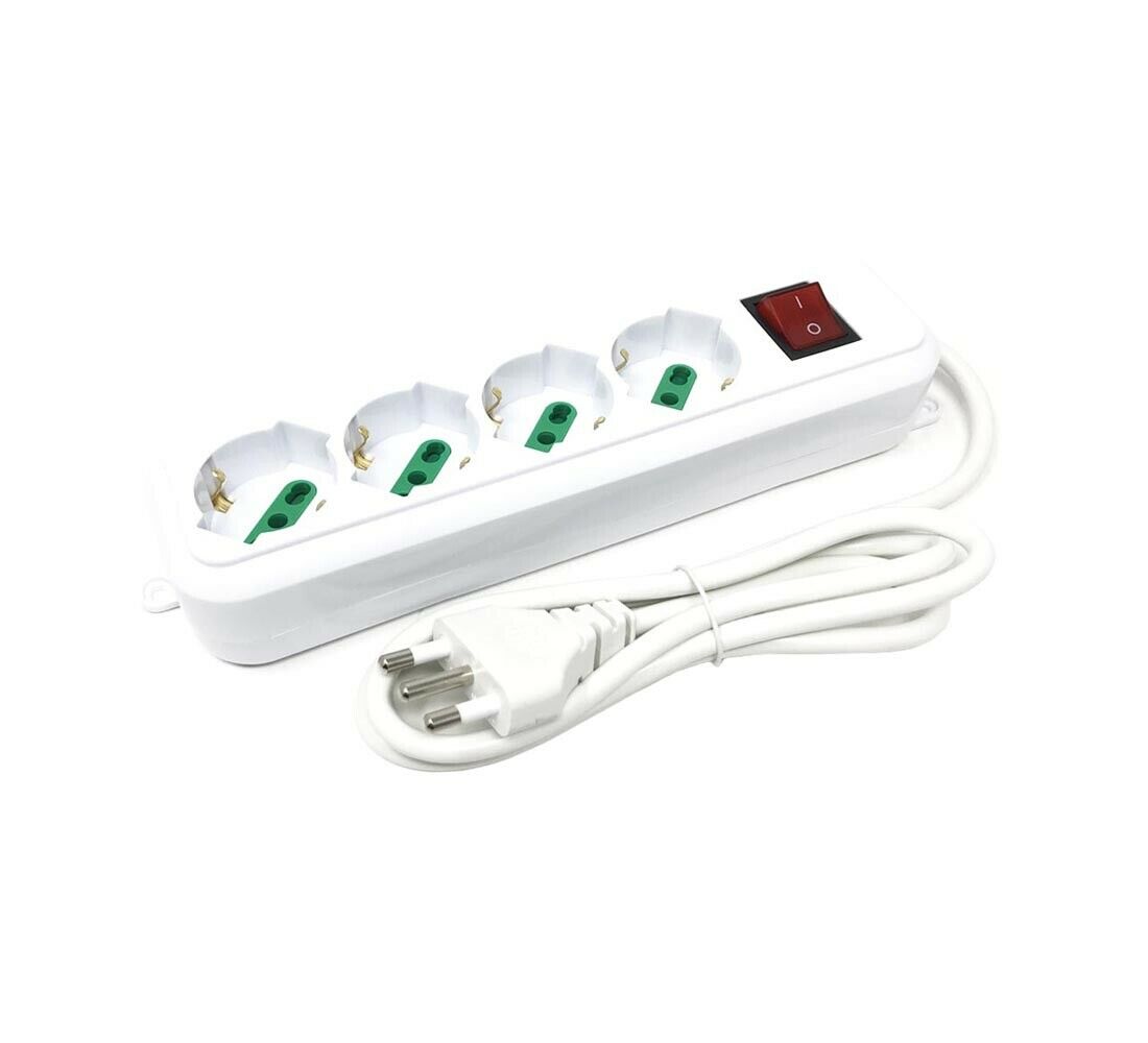 MULTIPRESA ELETTRICA 4 POSTI CIABATTA SCARPETTA MULTI PRESA SPINA BIPASSO