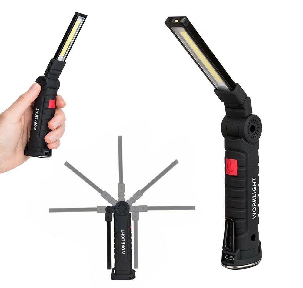 MINI TORCIA LED COB LUCE BIANCA ROSSA BATTERIA RICARICABILE BASE CALAMITATA