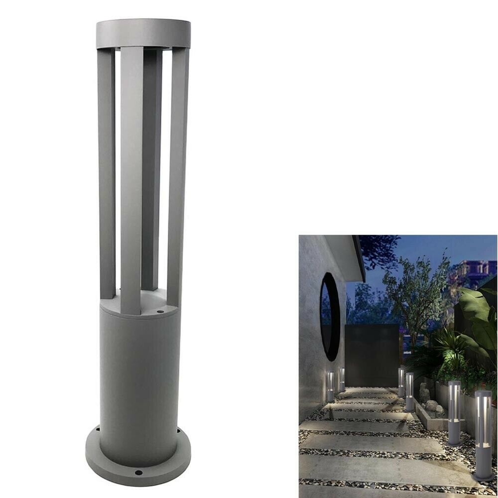 LAMPIONE DA GIARDINO LAMPADA 12W . LED LUCE BIANCA LAMPIONCINO ESTERNO ES28 GRIGIO