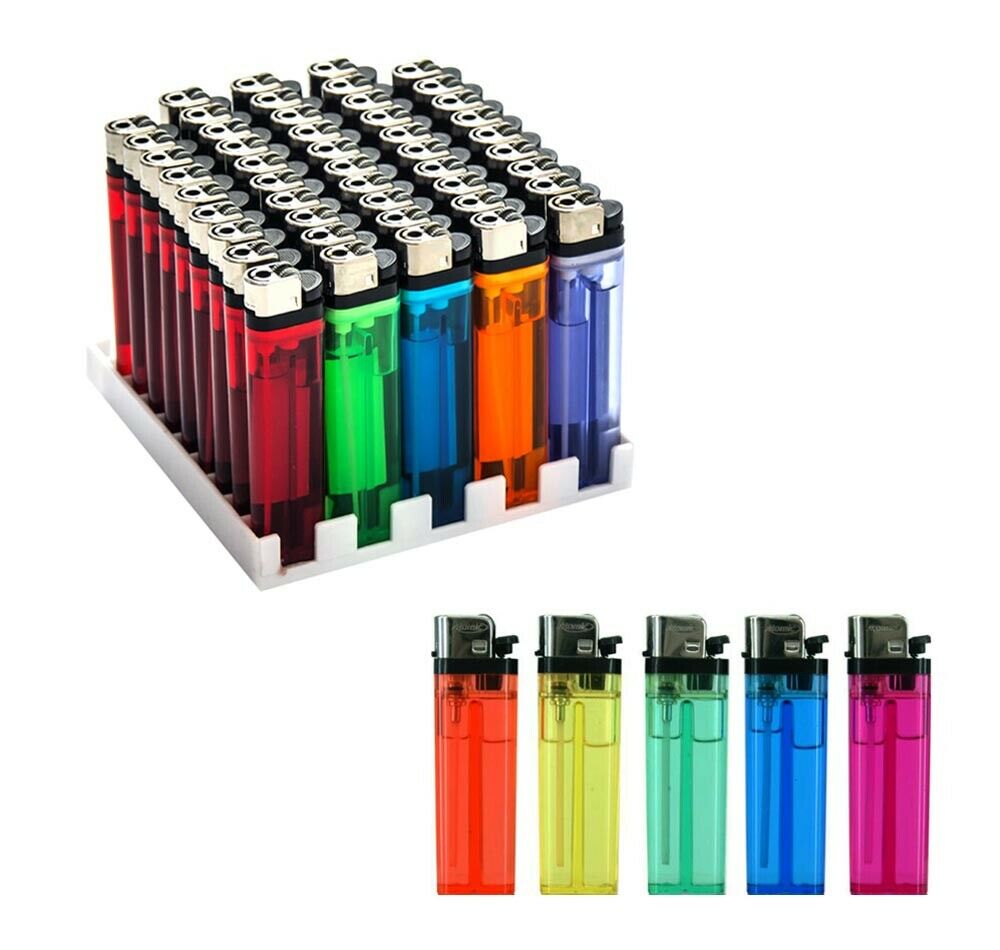 STOCK 50 PEZZI ACCENDINI COLORATI ACCENDINO CON FIAMMA REGOLABILE