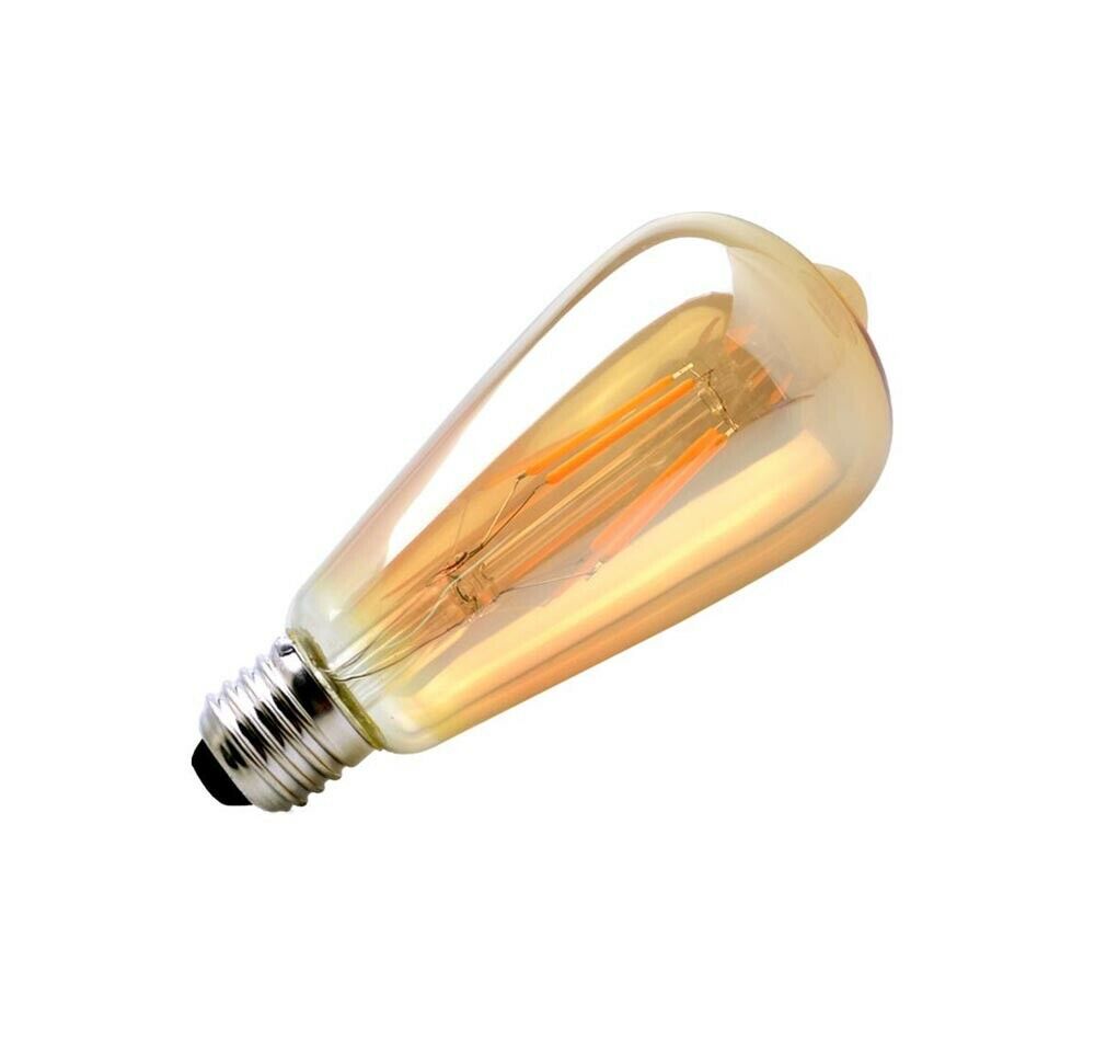LAMPADINA LED LUCE CALDA 8W FILAMENTO IN VETRO AMBRATO VINTAGE E27 8 W T64-OC