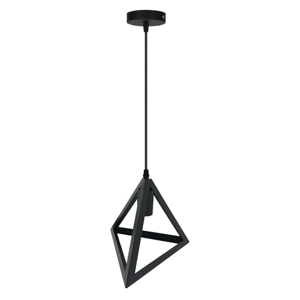 LAMPADARIO DA SOFFITTO A SOSPENSIONE FORMA TRIANGOLO 3D PORTA LAMPADINA E27 NERO