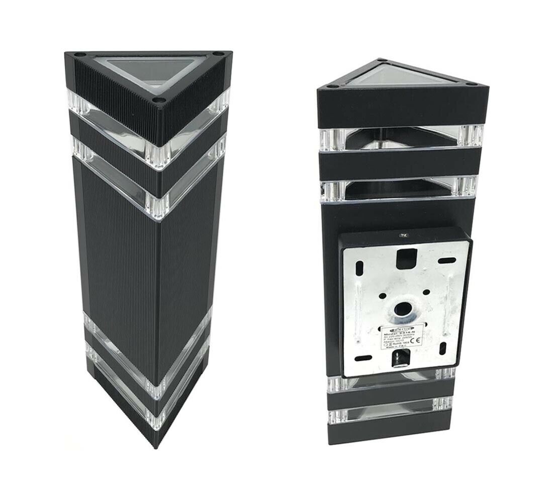 APPLIQUE DA PARETE LAMPADA DOPPIA LUCE PER ESTERNO STILE MODERNO ES16 NERO