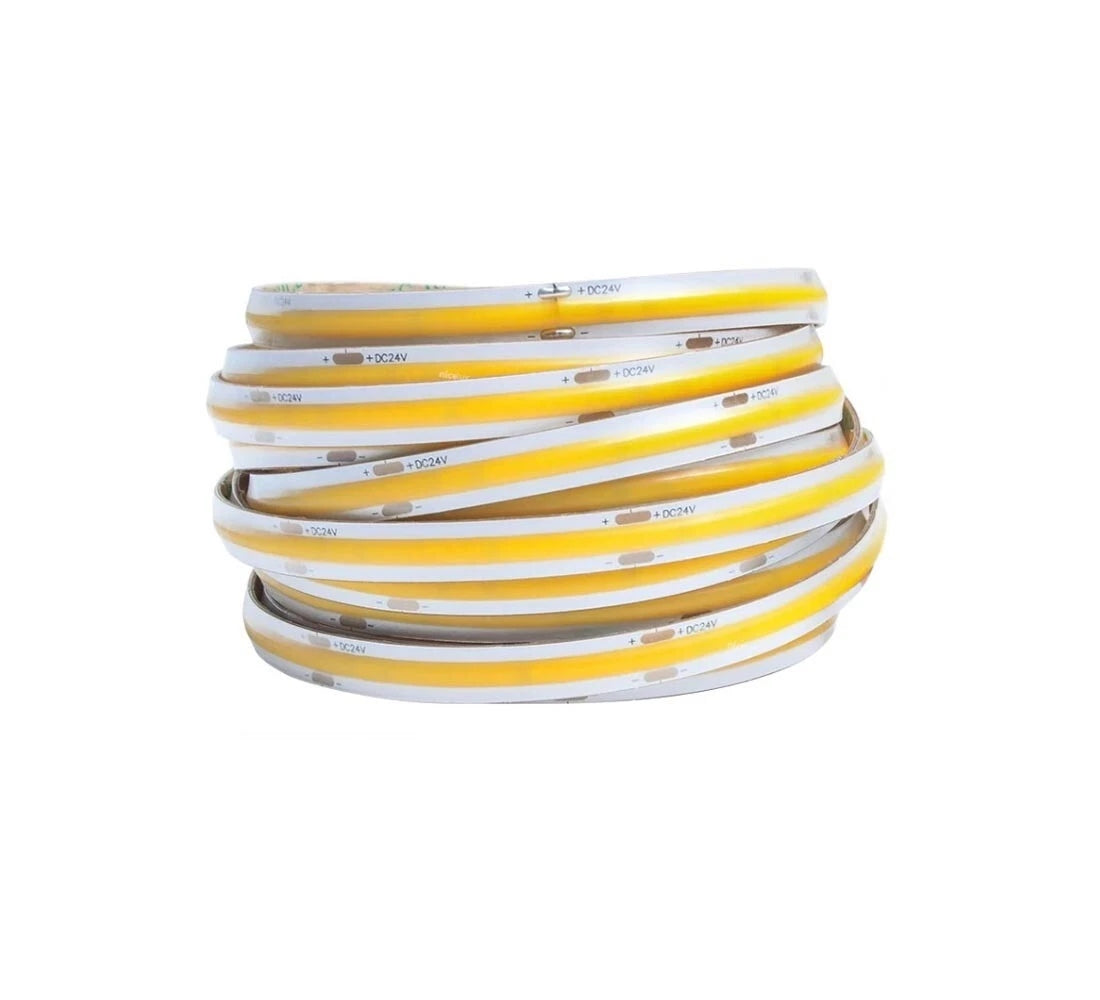 STRISCIA LED COB LUCE BIANCA BOBINA 50 METRI 24 V SMD 500 WATT 6500K 8 MM