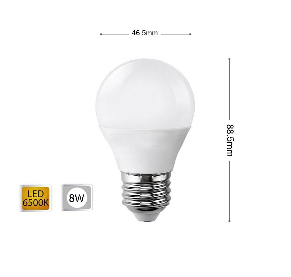 LAMPADINA LED 8W LAMPADINE A SFERA LUCE BIANCA E27 8 W G45