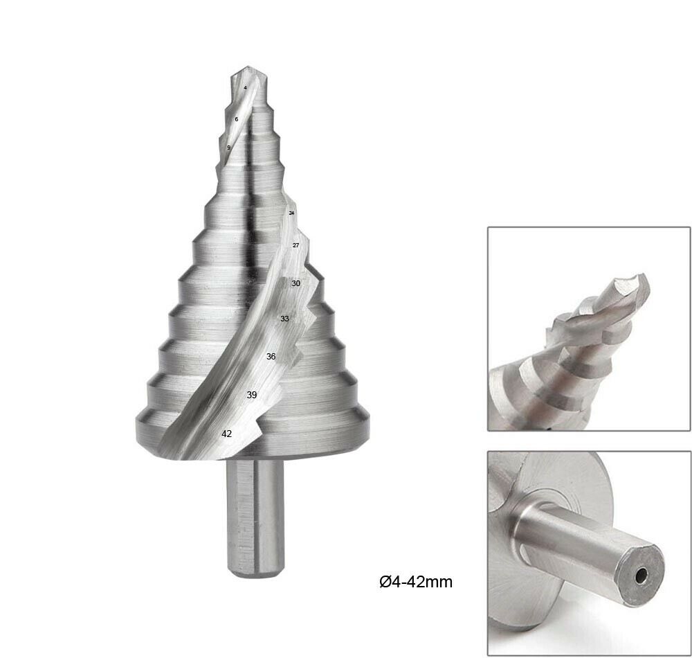 FRESA CONICA A SCALINI ALLARGAFORI DA 4 42 MM FRESE LEGNO