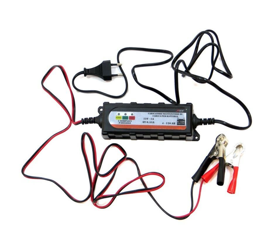 CARICABATTERIA MANTENITORE DI CARICA . BATTERIA PIOMBO AUTO MOTO 12V MORSETTI