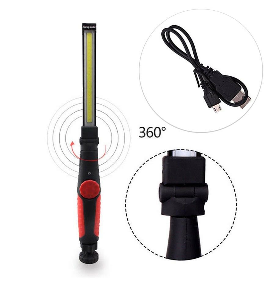 TORCIA LED COB LUCE BIANCA RICARICABILE LAMPADA LAVORO CALAMITA
