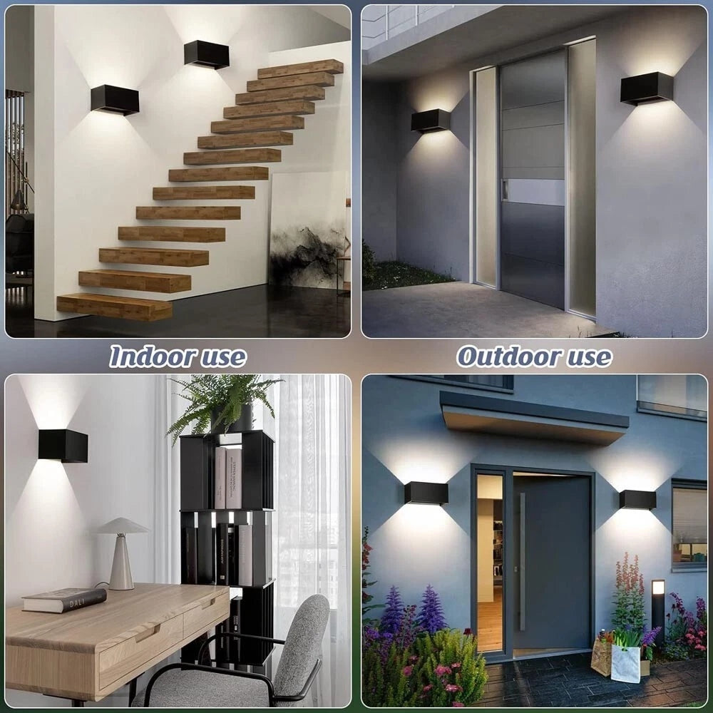 APPLIQUE LED 24 W LAMPADA DA PARETE DOPPIA EMISSIONE LUCE CALDA 3000K NERO