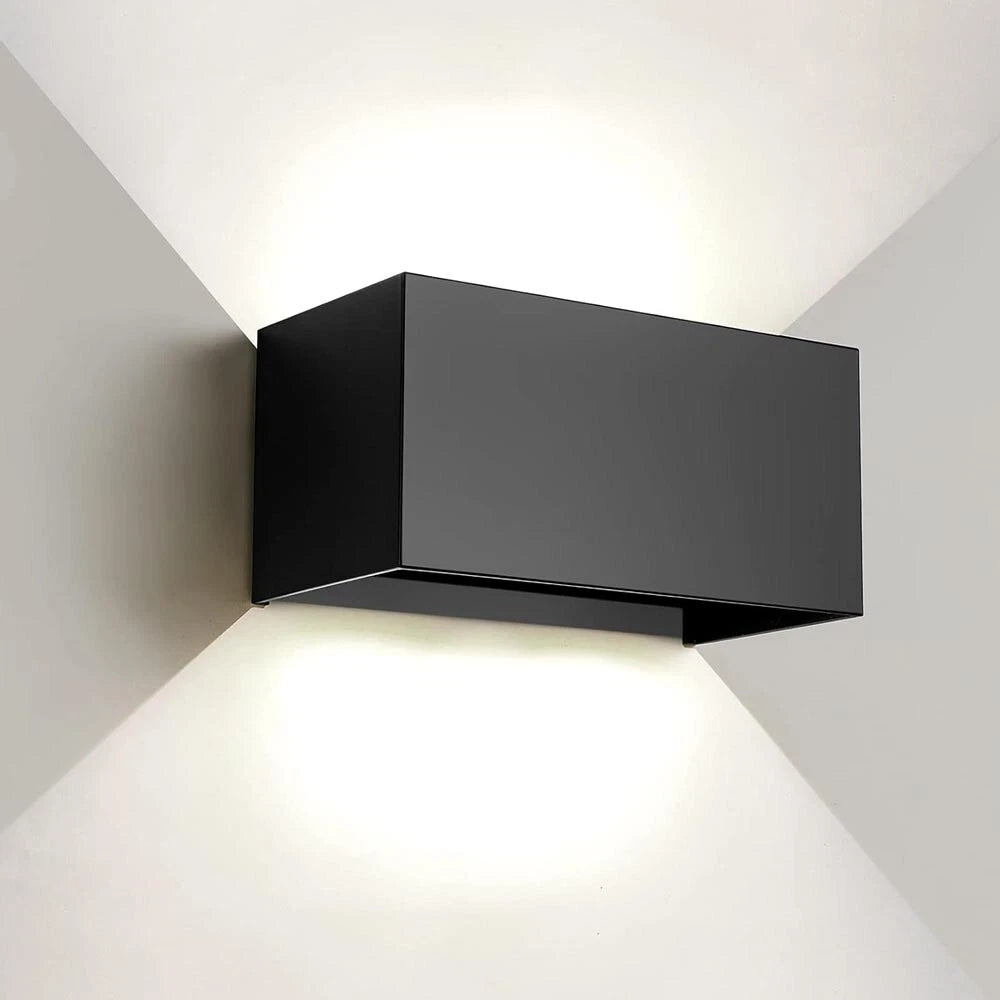 APPLIQUE LED 24 W LAMPADA DA PARETE DOPPIA EMISSIONE LUCE BIANCA 6500K NERO
