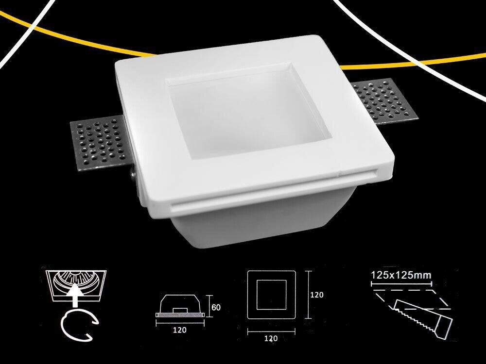 PORTAFARETTO INCASSO IN GESSO VETRO SUPPORTO QUADRATO PORTA FARETTO GS-02