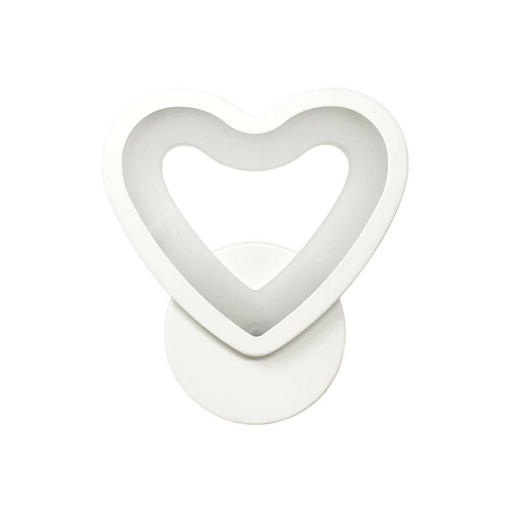 APPLIQUE LED CUORE IN VETRO A PARETE LAMPADA LUCE BIANCA 6500K 6 W