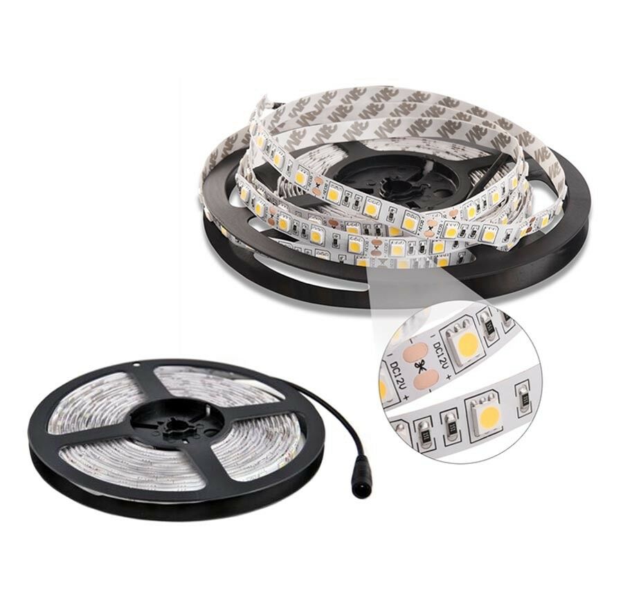 STRISCIA LED LUCE BIANCA CALDA BOBINA STRIP 5 MT ILLUMINAZIONE