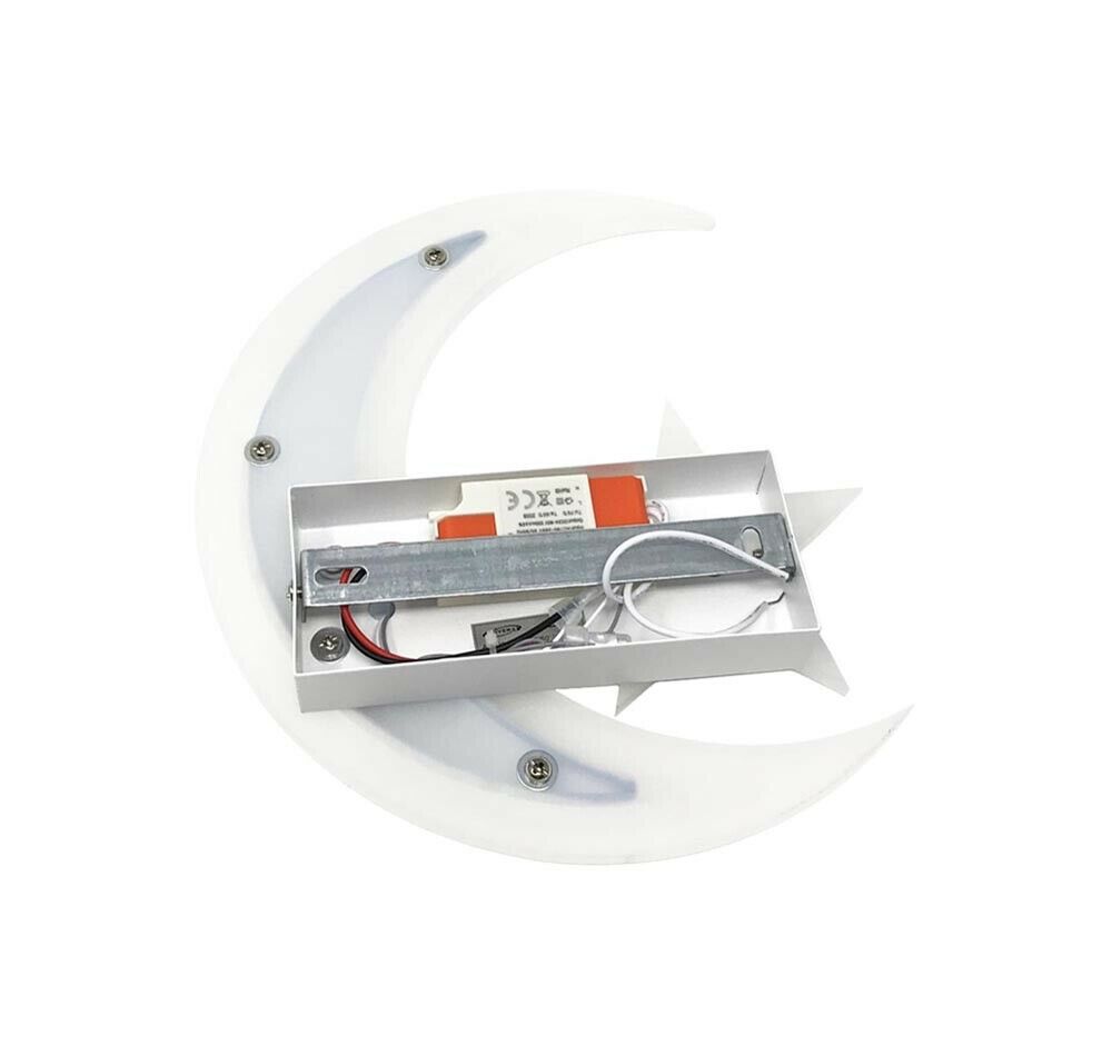 APPLIQUE A LED DA PARETE LAMPADA LUNA LUCE BIANCA CON STELLA LUCE CALDA 11W