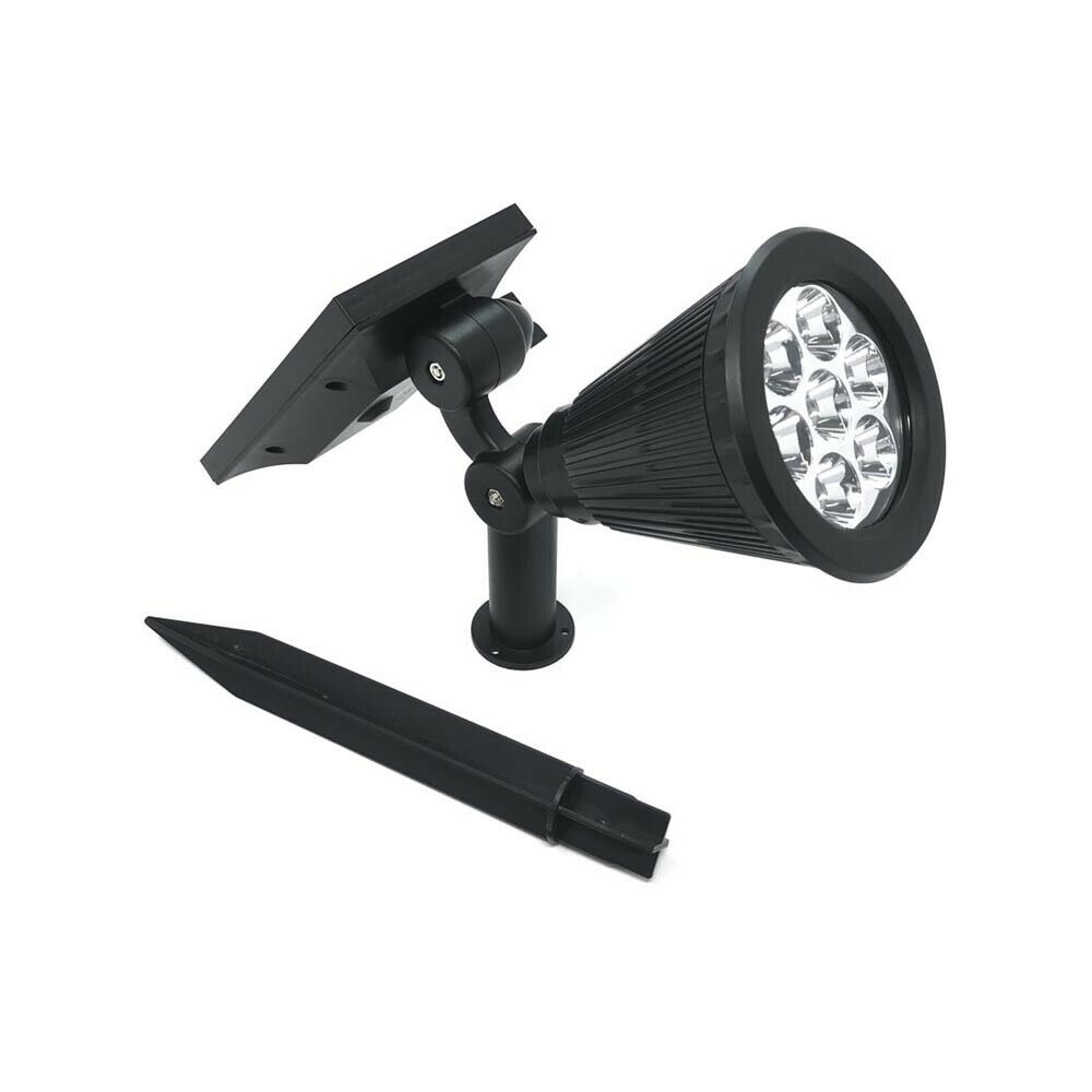FARO 7 LED PANNELLO SOLARE . RICARICABILE PICCHETTO FARETTO LUCE BIANCA GIARDINO