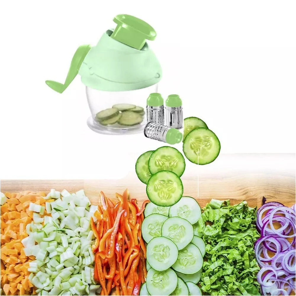 GRATTUGIA MANUALE PER FORMAGGIO AFFETTATRICE VERDURE 3 RULLI IN ACCIAIO INOX