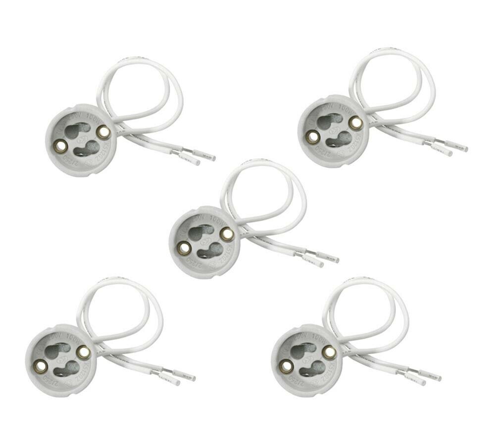 10 ADATTATORE ATTACCO GU10 PER FARETTO 220V INCASSO IN CERAMICA PORTA LAMPADINA