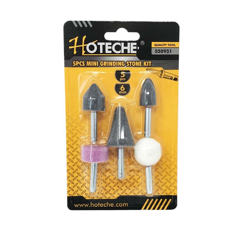 KIT 5 ACCESSORI DA MINI TRAPANO MOLA ABRASIVA TESTINA IN PIETRA PER LEVIGATURA