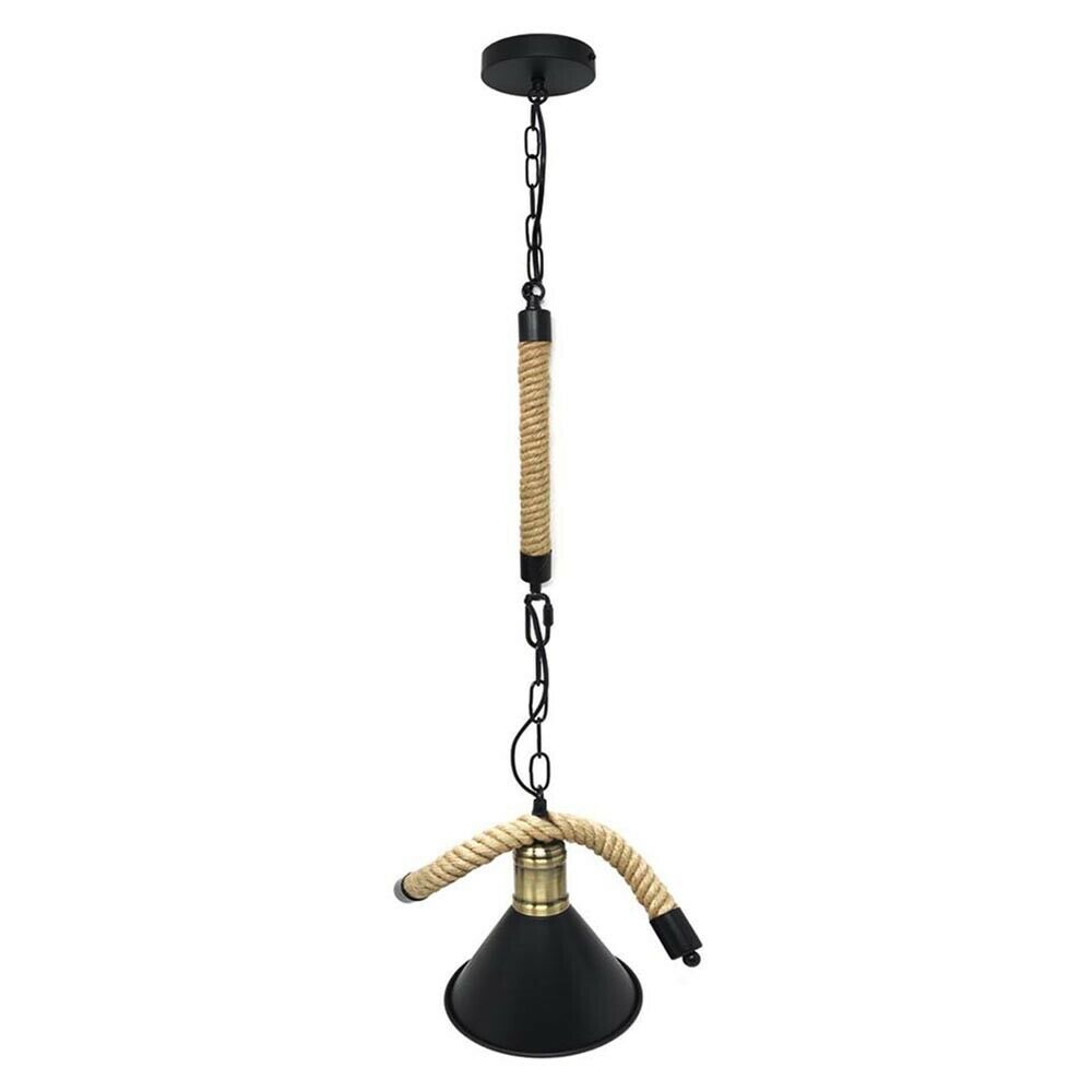 LAMPADARIO CORDA IN CANAPA PARALUME PORTALAMPADA E27 CAMPANA STILE RETRÒ