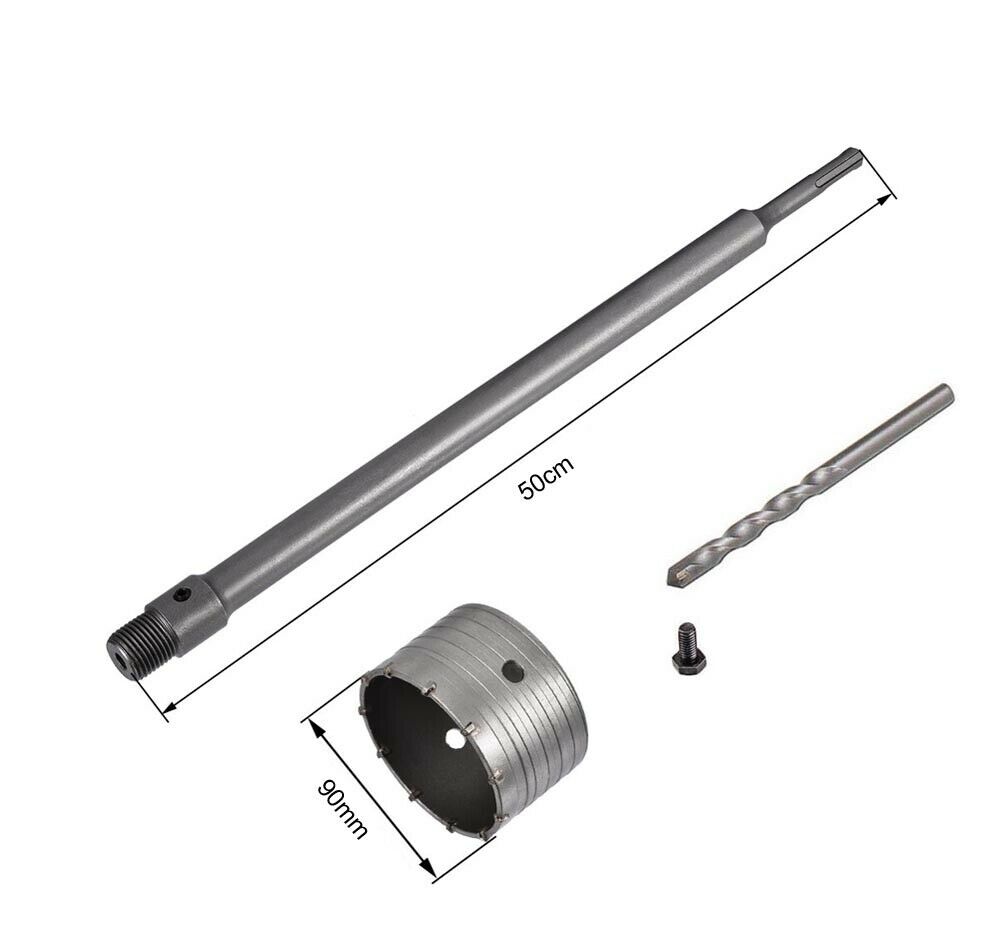 FRESA A TAZZA 90 MM ASTA PROLUNGA 50 CM PER TRAPANO ATTACCO SDS PLUS