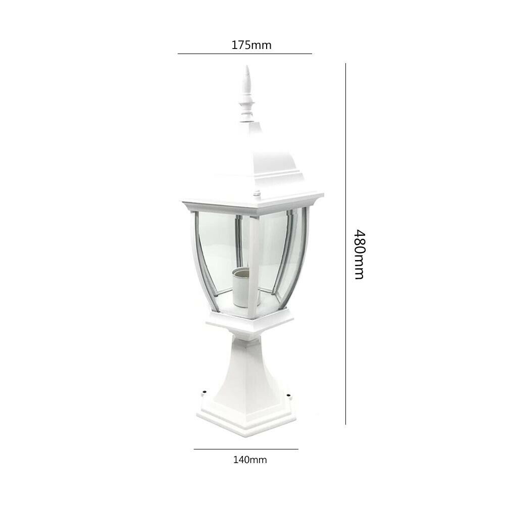 LAMPIONCINO DA CANCELLO LAMPIONE PER GIARDINO LANTERNA IN VETRO E27 BIANCO ES45