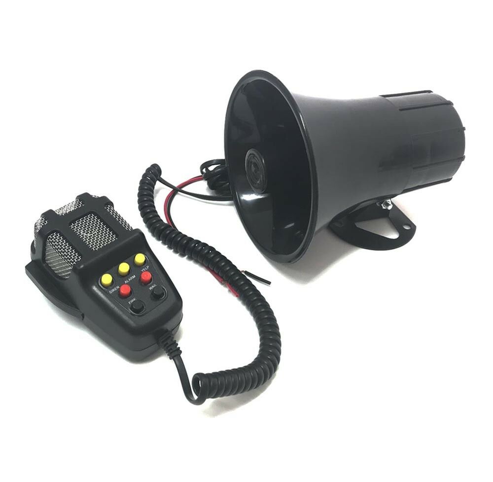 SIRENA PER AUTO MEGAFONO CON MICROFONO 7 TONI DEL SUONO 100W 12V
