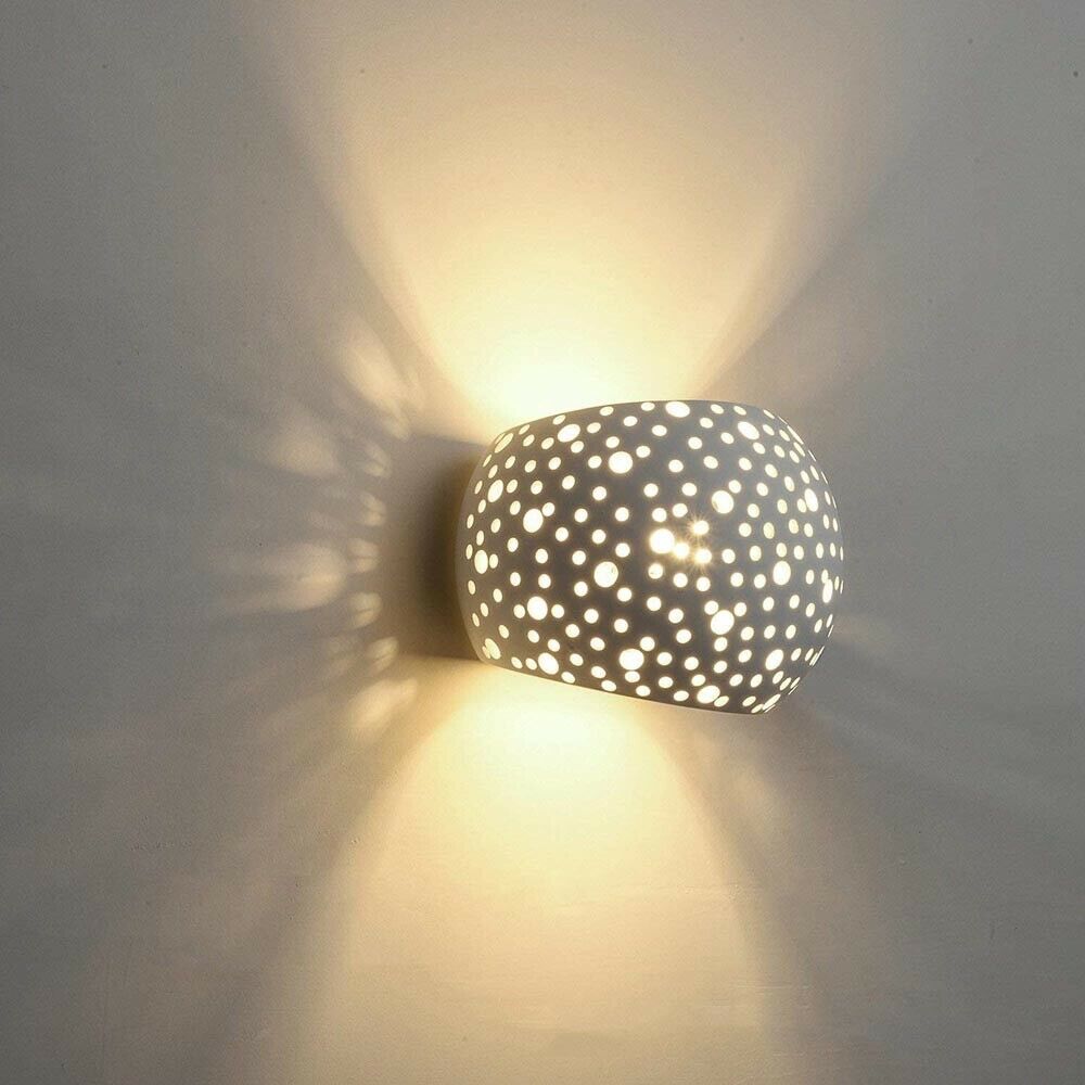 APPLIQUE IN GESSO VERNICIABILE LAMPADA MODERNA DOPPIA EMISSIONE LUCE LED G9 E42