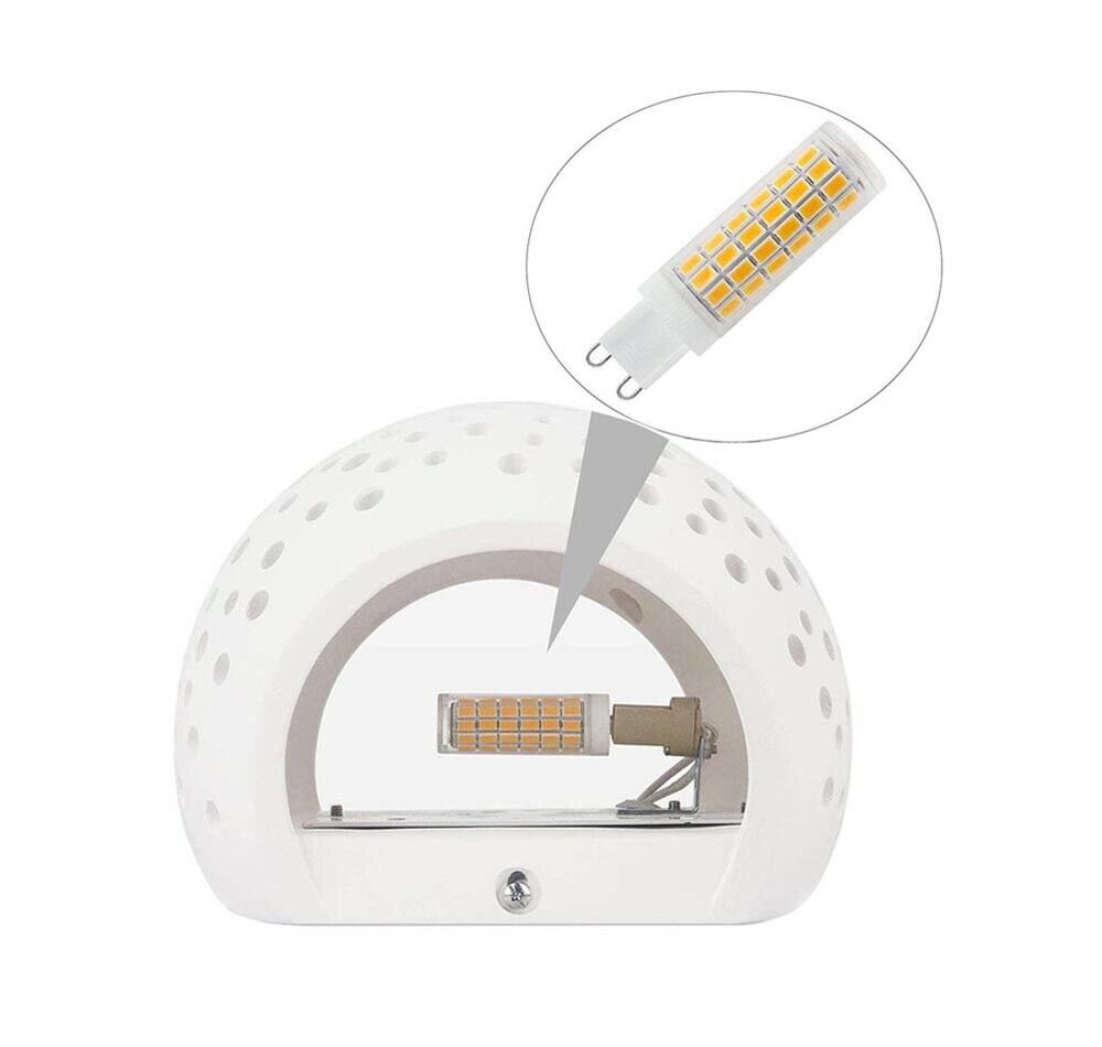 APPLIQUE IN GESSO VERNICIABILE LAMPADA MODERNA DOPPIA EMISSIONE LUCE LED G9 E42