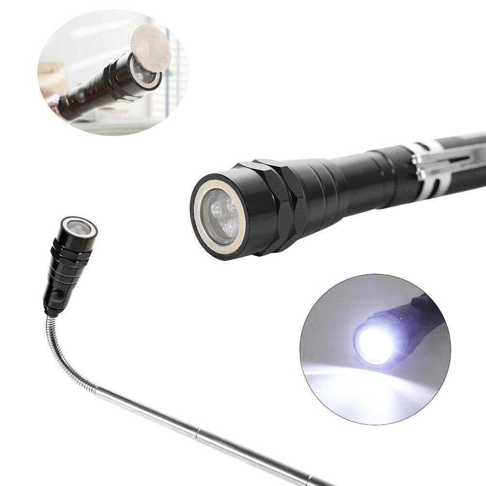 TORCIA 3 LED LUCE BIANCA MANICO TELESCOPICO MINITORCIA TESTA SNODABILE GIREVOLE