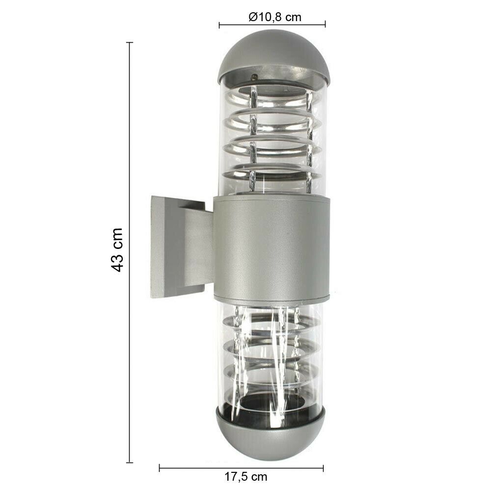 APPLIQUE DA PARETE ESTERNO A DOPPIA EMISSIONE ATTACCO PER LAMPADINA E27 GRIGIO