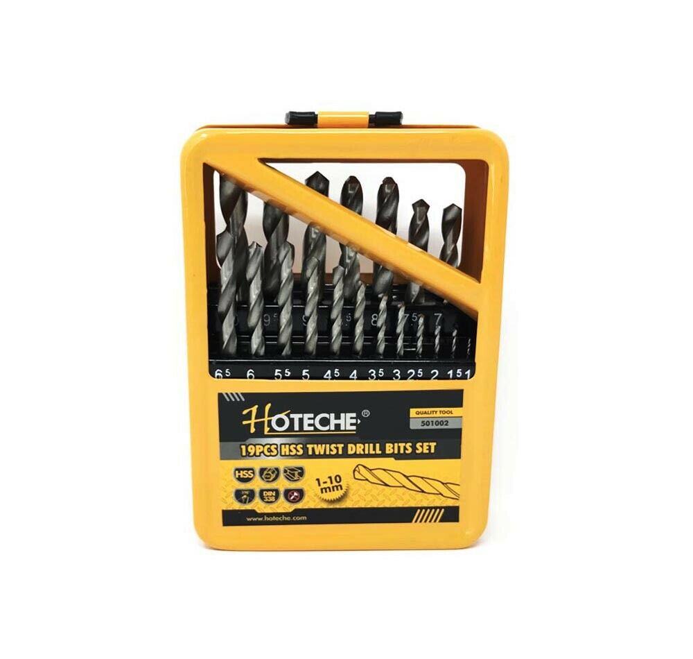 19 PUNTE TRAPANO FRESA IN LEGA DI TITANIO HSS KIT FRESE 19PZ DA 1 A 10 MM