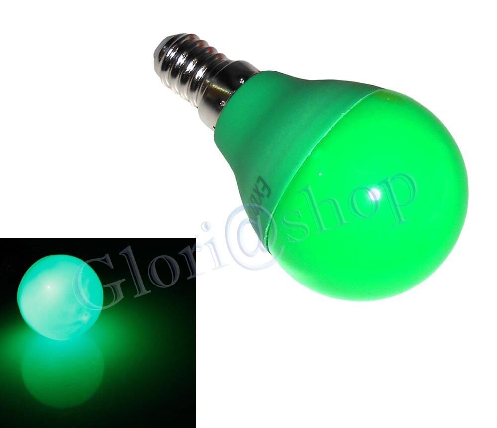 LAMPADINA LED LUCE VERDE 4W E14 . LAMPADA SFERA LUCI COLORI LAMPADINE DECORAZIONI