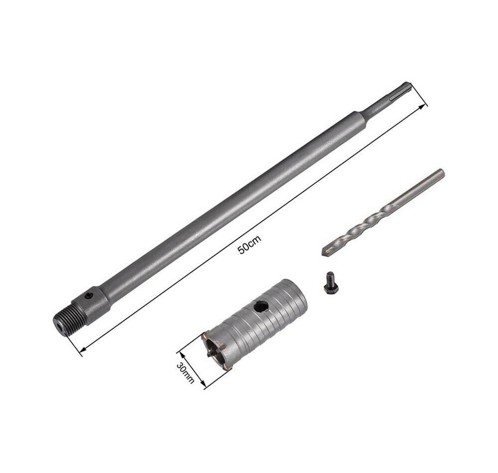 FRESA A TAZZA 30 MM ASTA PROLUNGA . 50 CM PER TRAPANO ATTACCO SDS PLUS