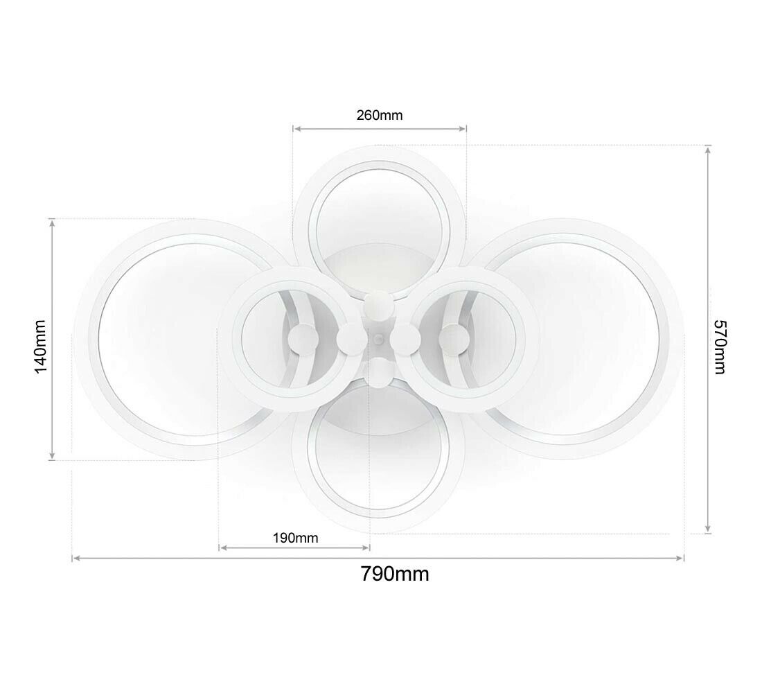 PLAFONIERA LED DA SOFFITTO LAMPADARIO MODERNO 6 ANELLI 51 W LUCE CALDA