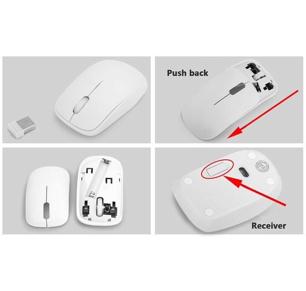 MINI TASTIERA MOUSE WIRELESS 2,4 GHZ COMBO KIT SENZA FILI PER PC DESKTOP BIANCO