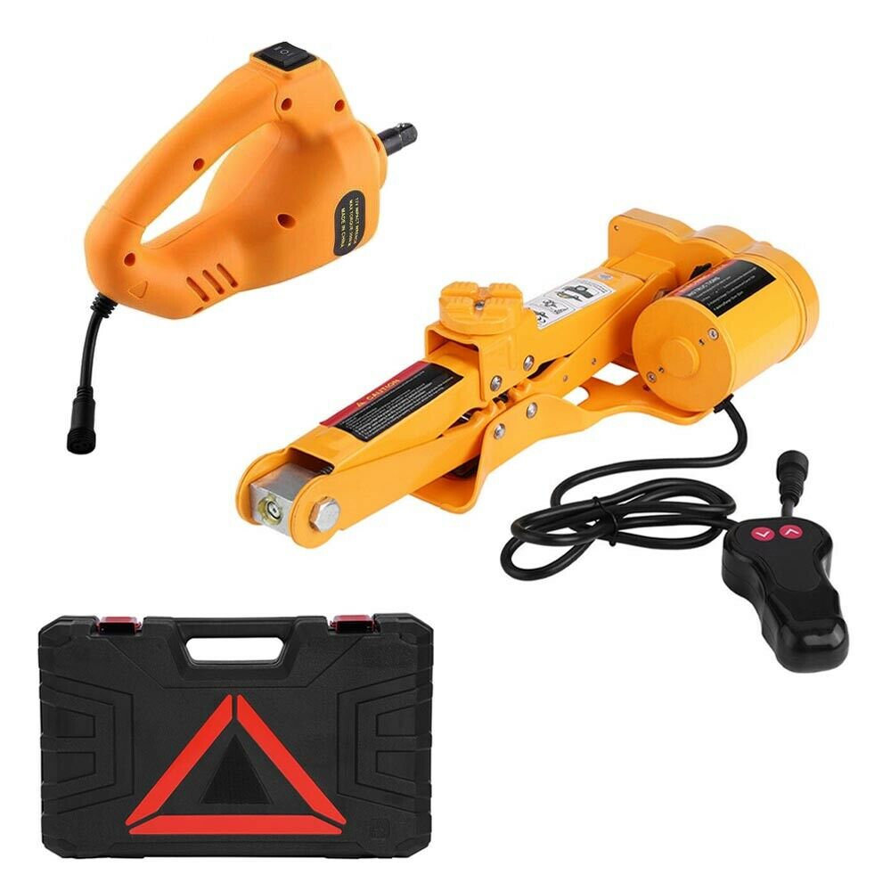 KIT CRIC ELETTRICO 12V SOLLEVATORE AUTO 2T AVVITATORE AD IMPULSI 1/2" 2 BUSSOLE