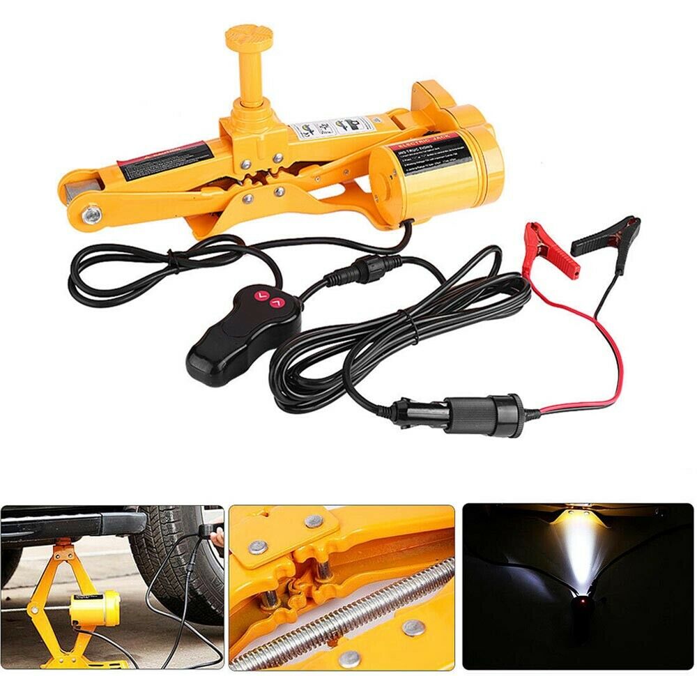 KIT CRIC ELETTRICO 12V SOLLEVATORE AUTO 2T AVVITATORE AD IMPULSI 1/2" 2 BUSSOLE