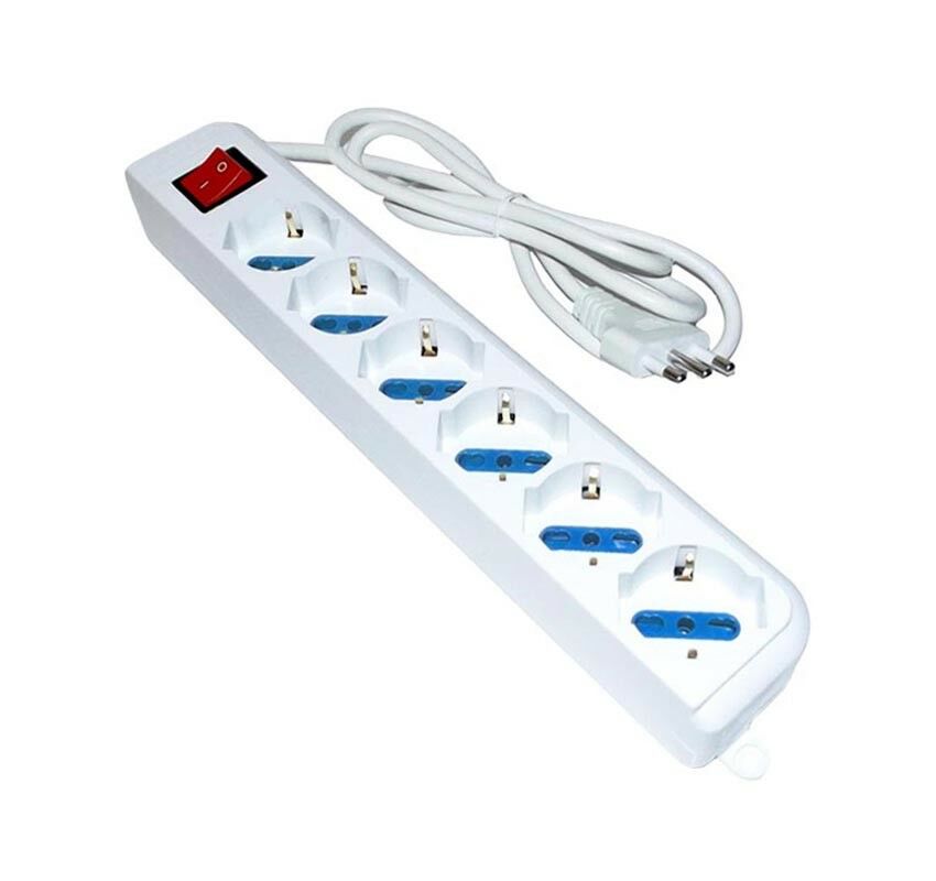 MULTIPRESA ELETTRICA 6 POSTI . INTERRUTTORE ON/OFF SCARPETTA MULTI PRESA SPINA