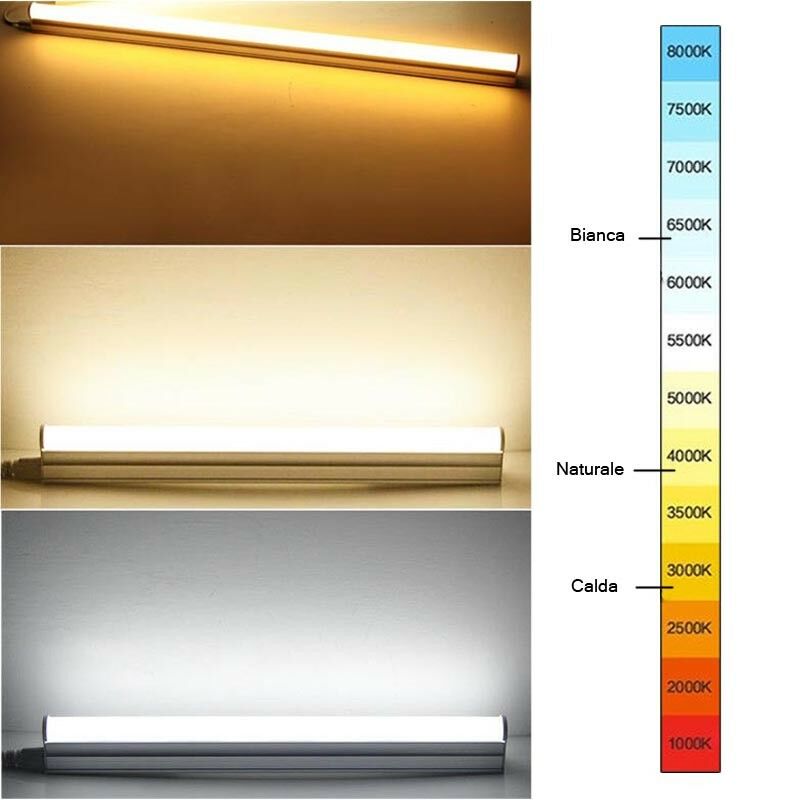 SOTTOPENSILE BARRA LED NEON T5 TUBO PLAFONIERA LUCE BIANCA 6500 K 60 CM