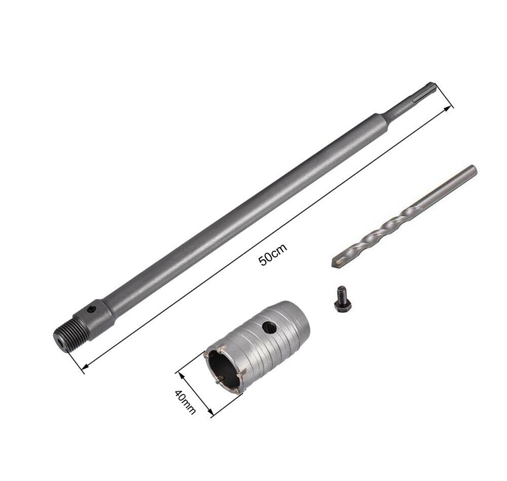 FRESA A TAZZA 40 MM ASTA PROLUNGA 50 . CM PER TRAPANO ATTACCO SDS PLUS