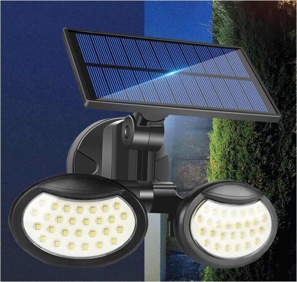FARO PANNELLO SOLARE RICARICABILE FARETTO 56 LED SENSORE RILEVA MOVIMENTO