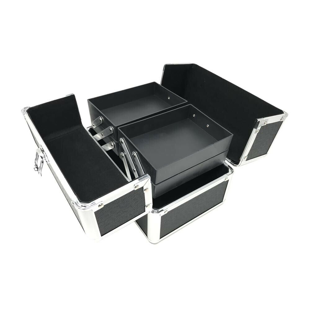 VALIGETTA 4 CASSETTI PORTA COSMETICI TRUCCO MAKE UP BAULETTO BEAUTY CASE NERO