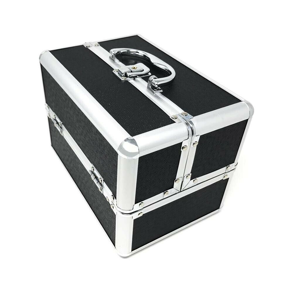 VALIGETTA 4 CASSETTI PORTA COSMETICI TRUCCO MAKE UP BAULETTO BEAUTY CASE NERO