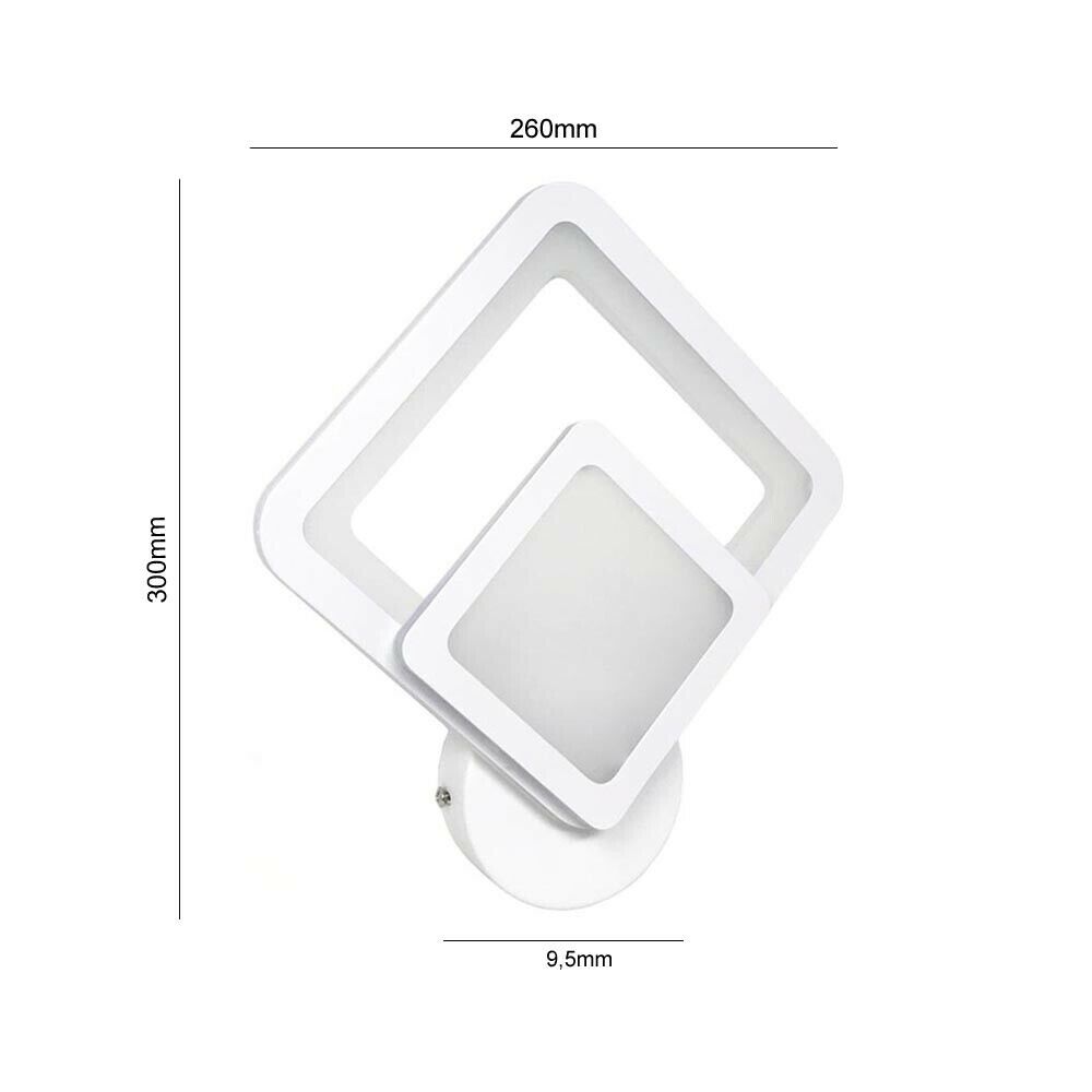 APPLIQUE LED 12 W FORMA DI ROMBO IN VETRO LAMPADA A PARETE LUCE NATURALE BIANCA CALDA