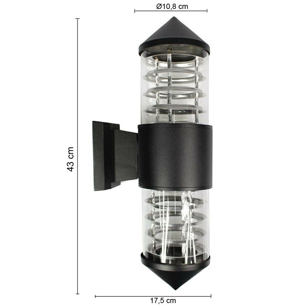APPLIQUE A DOPPIA EMISSIONE DA PARETE ESTERNO ATTACCO PER LAMPADINA E27 NERO