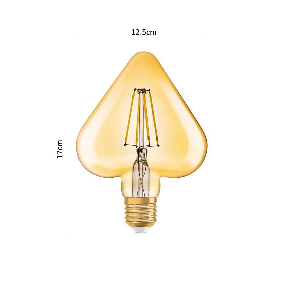 LAMPADINA LED FILAMENTO CUORE AMBRA E27 4 W STILE VINTAGE RETRO LUCE CALDA